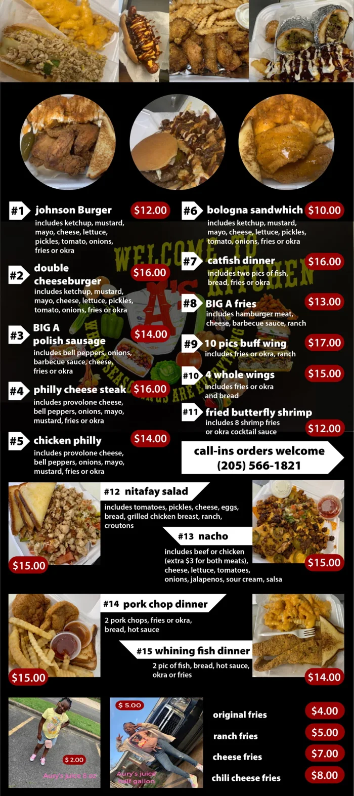 A's Kitchen menu